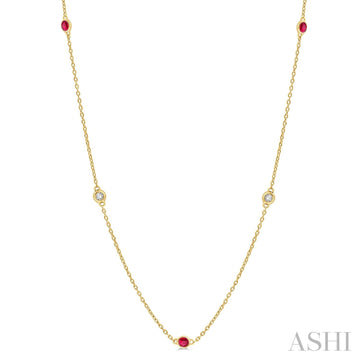 Diamond & Ruby Station Necklace